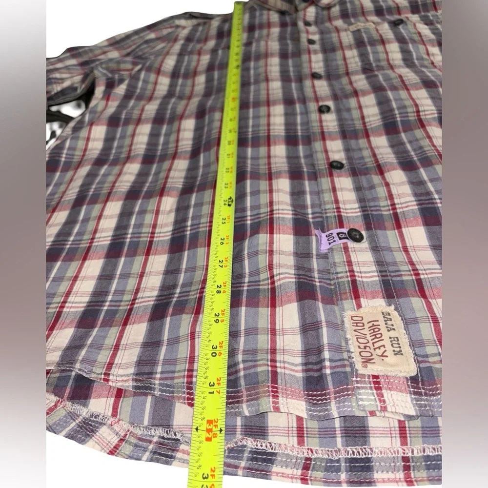 Harley-Davidson Plaid Short Sleeve Button-Up Shirt Red White Blue Men’s XL - Picture 11 of 13